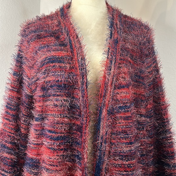 NWT BAND OF THE FREE SUNSET BLVD RED MIXED KNIT DUSTER SWEATER (L) - Picture 10 of 12